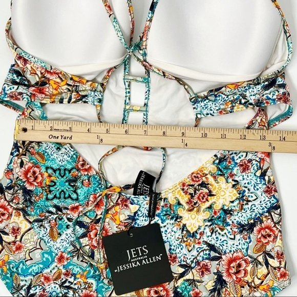 Jets By Jessika Allen Blue Multi Floral Plunge Swimsuit - Picture 10 of 13